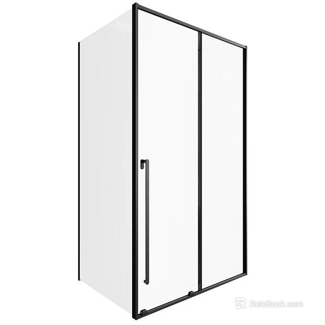 Modern Shower Sauna Enclosure With Glass Door And Black Frame Design 3d model 