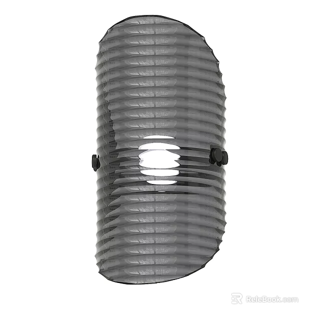 Modern Gray Pleated Wall Sconce with Soft Light and Black Fixtures for Interior Decor 3d model 