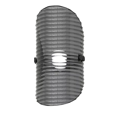 Modern Gray Pleated Wall Sconce with Soft Light and Black Fixtures for Interior Decor 3d model