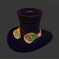 Stylish Dark Blue Top Hat With Golden Decorative Glasses As Practical Daily Life Accessory