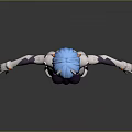 3D Anime Style Game Movie Character With Blue Hair And Purple Black Tight Outfit