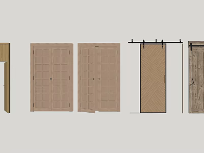 Various Wooden Swing Doors With Double And Single Panel Designs For Home Interior 3d model
