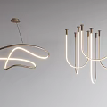 Modern Curved LED Chandeliers With Sleek Design For Contemporary Interior Lighting 3d model