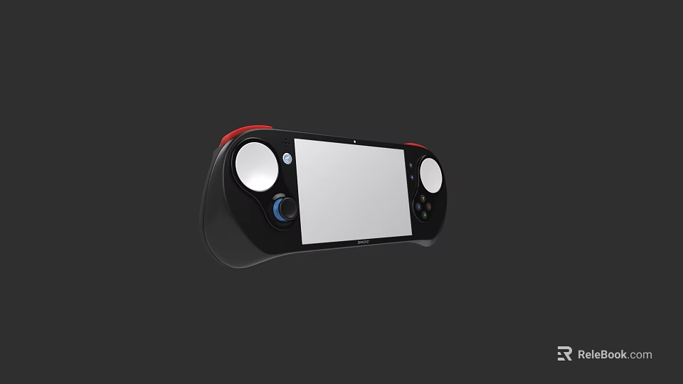 Ergonomic Black Game Controller with Red Accents White Screen Joysticks and Buttons 3d model 