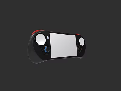 Ergonomic Black Game Controller with Red Accents White Screen Joysticks and Buttons 3d model