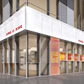DING LI Storefront With White Facade Glass Doors And Red Yellow Signage