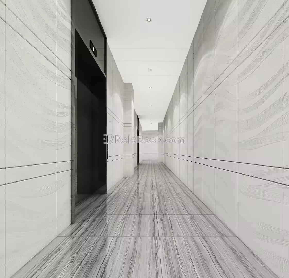 Elevator aisle corridor public area characteristic office building elevator 3d model