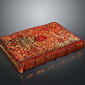 Intricate Sculpture Carving On Red Leather Book Cover With Ornate Patterns