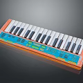 Vintage Accordion With Orange Frame White Black Keys And Blue Panel
