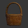 Traditional Handwoven Wicker Basket With Curved Handle And Round Shape For Household Storage