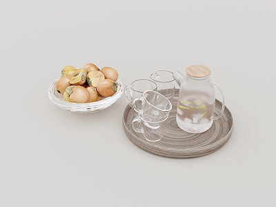 Ornaments combination lemonade cup persimmon tray 3d model