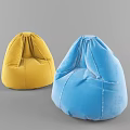 Blue and Yellow Velvet Bean Bag Chair for Comfortable Living Room Seating