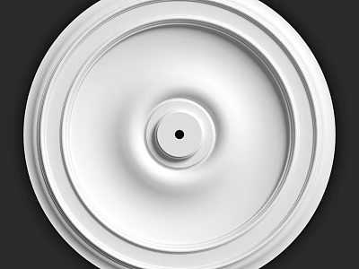 White Circular Decorative Component For Ceiling With Layered Design And Central Hole 3d model