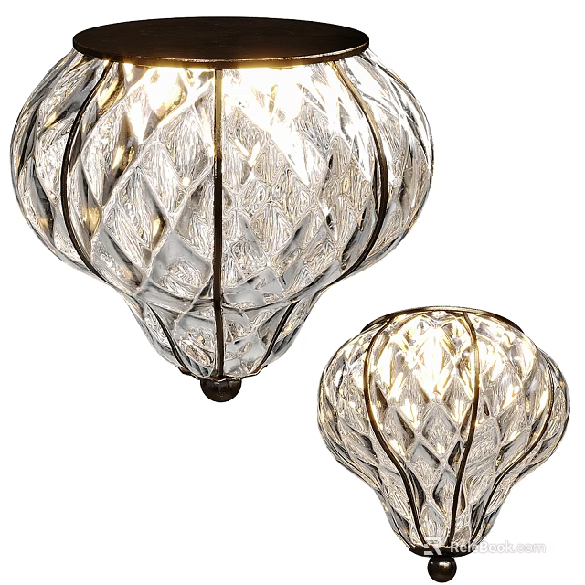 Elegant Textured Glass Wall Lamps With Woven Pattern And Decorative Design 3d model 