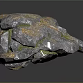 Wooden Stone Decorative Structure with Blue Green Orange Crystalline Glossy Stacked Surface