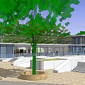 Campus Landscape Design Featuring Skate Park Modern Buildings Green Trees And Walkways