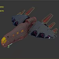 Advanced Spacecraft Design With Gray Body Yellow Windows And Red Thrusters 3d model