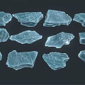 Multiple Blue Ice Crystal Shards With Various Shapes On Dark Background 3d model