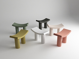 Chair Low Stool Shoe Changing Stool 3d model