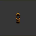 Golden Orange Fantasy Weapon With Intricate Spikes Tooth Like Structures Blue Glowing Accents