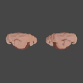 Two Standing Muscular Horned Fantasy Game Characters With Red Eyes And Loincloth