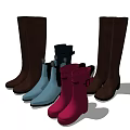 Assorted Colorful Boots Collection Including Tall and Short Styles in Brown Blue Red Black