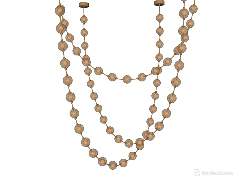 Modern Decorative Beaded Chandelier With Multiple Layers Of Circular Wooden Beads 3d model 
