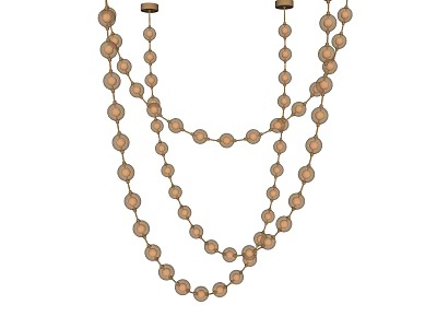 Modern Decorative Beaded Chandelier With Multiple Layers Of Circular Wooden Beads 3d model