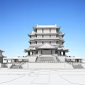 Ancient Chinese Architecture Traditional Multi story Pavilion With Green Roof And Red Structure