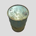 Industrial Equipment Green And Yellow Rusted Metal Drum With Warning Sign