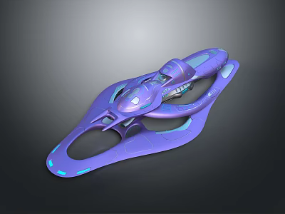 Sleek Purple Sci Fi Vehicle With Blue Lights And Futuristic Design 3d model