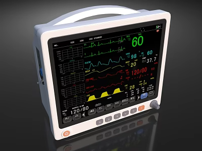 Multiparameter Medical Monitor For Real Time Vital Signs Tracking And Waveform 3d model