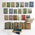 Vintage Books Collection Featuring Colorful Covers Various Designs Stacked And Arranged