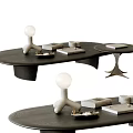 Elegant Modern Coffee Table Design With Oval Wooden Top And Decorative Books