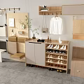 Modern Entryway Storage System Featuring Coat Rack Shoe Cabinet And Decorative Plants