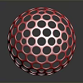 Red Decorative Hollow Sphere With Circular And Hexagonal Holes For Home Living