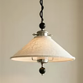 Chandelier with White Linen Shade and Silver Metal Frame Featuring Black Ball Accents