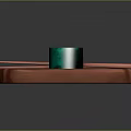 Wooden Side Table With Wood Grain Surface And Green Cylindrical Object Chopsticks