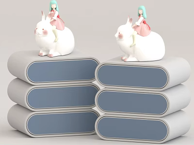 Modern Stacked Sideboard with Blue Drawers and Gray Cabinet Design 3d model