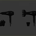 Black Hairdryers With Styling Attachments And Lightweight Design For Household Use