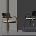 Designer Dining Chairs With Perforated Backrest Wooden Armrest And Light Seat Cushion