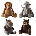 Plush Animal Toys Featuring Lion Elephant Hippo And Bear