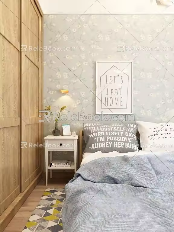 Background double bed 3d model