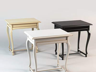 Stylish Side Tables With Curved Legs In Beige Black And White Colors 3d model