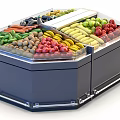 Display Shelves with Fresh Fruits and Vegetables in Organized Retail Setup