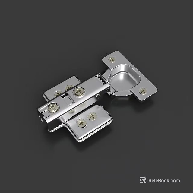Chrome Plated Metal Hinge For Furniture Cabinet With Durable Screws And Hardware 3d model 
