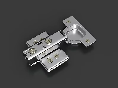 Chrome Plated Metal Hinge For Furniture Cabinet With Durable Screws And Hardware 3d model