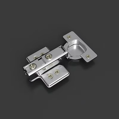 Chrome Plated Metal Hinge For Furniture Cabinet With Durable Screws And Hardware 3d model