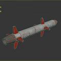 Military Missile Weapon With Red Fins And Gray Rocket Body Design