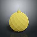 Yellow Polyhedral Sphere Weapon With Textured Surface Top Ring And String 3d model
